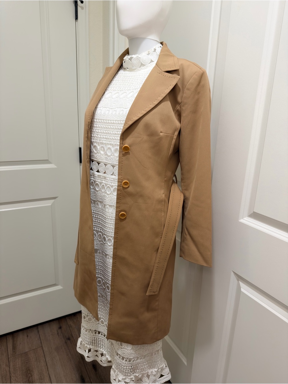 Italian Camel Women's Trench Coat - Classic Tailored Coat